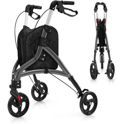 CostwayDéambulateur à 3 Roues de 20CM pour Seniors avec Cadre en Aluminium Léger Hauteur Réglable et Panier de Rangement Déambulateur Pliable Gris - Publicité CostwayDéambulateur à 3 Roues de 20CM pour Seniors avec Cadre en Aluminium Léger Hauteur Réglable et Panier de Rangement Déambulateur Pliable Gris - Publicité