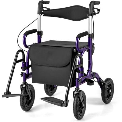 CostwayDéambulateur Tout-Terrain à 4 Roues avec Siège Combiné Déambulateur et Fauteuil Roulant 2-en-1 Hauteur Réglable Rollator Charge 140KG Violet - Publicité CostwayDéambulateur Tout-Terrain à 4 Roues avec Siège Combiné Déambulateur et Fauteuil Roulant 2-en-1 Hauteur Réglable Rollator Charge 140KG Violet - Publicité