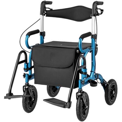 CostwayDéambulateur Tout-Terrain à 4 Roues avec Siège Combiné Déambulateur et Fauteuil Roulant 2-en-1 Hauteur Réglable Rollator Charge 140KG Bleu - Publicité CostwayDéambulateur Tout-Terrain à 4 Roues avec Siège Combiné Déambulateur et Fauteuil Roulant 2-en-1 Hauteur Réglable Rollator Charge 140KG Bleu - Publicité