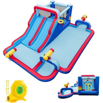 Costway6 en 1 Château Gonflable avec Doubles Toboggans Aquatiques & Piscine Aire de Jeux Gonflable Charge 135kg avec Souffleur de 750W - Publicité Costway6 en 1 Château Gonflable avec Doubles Toboggans Aquatiques & Piscine Aire de Jeux Gonflable Charge 135kg avec Souffleur de 750W - Publicité