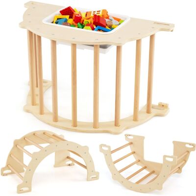 Costway8 en 1 Arche d'Escalade avec Table Sensorielle pour Enfants Salle de Gym avec Bac de Rangement Pliable pour 3+ Ans 80x47x41cm Naturel - Publicité Costway8 en 1 Arche d'Escalade avec Table Sensorielle pour Enfants Salle de Gym avec Bac de Rangement Pliable pour 3+ Ans 80x47x41cm Naturel - Publicité