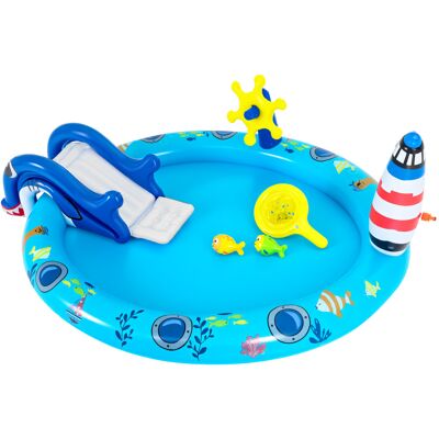 CostwayAire de Jeu Pataugeoire Piscine Gonflable Enfants 2-6 Ans avec Thème Marin Spray Toboggan Requin Arroseur Phare 188 x 153 x 63cm Multicolore - Publicité CostwayAire de Jeu Pataugeoire Piscine Gonflable Enfants 2-6 Ans avec Thème Marin Spray Toboggan Requin Arroseur Phare 188 x 153 x 63cm Multicolore - Publicité