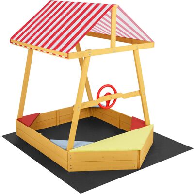 CostwayBac a Sable Enfant Bateau Bac à Sable en Bois Sapin sans Fond avec Volant Toit 4 Sièges d'Angle pour 18+ Mois 103x135x140cm Multicolore - Publicité CostwayBac a Sable Enfant Bateau Bac à Sable en Bois Sapin sans Fond avec Volant Toit 4 Sièges d'Angle pour 18+ Mois 103x135x140cm Multicolore - Publicité
