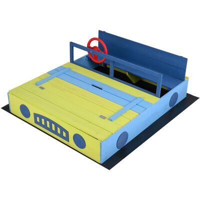 CostwayBac a Sable Enfant Exterieur en Forme Voiture avec Couvercle Transformable en Banc pour 18+ Mois Aire de Jeux en Bois 100 x 118 x 40 cm Bleu - Publicité CostwayBac a Sable Enfant Exterieur en Forme Voiture avec Couvercle Transformable en Banc pour 18+ Mois Aire de Jeux en Bois 100 x 118 x 40 cm Bleu - Publicité