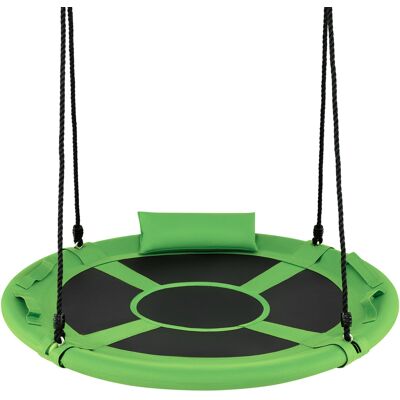 CostwayBalancoire Nid d'Oiseau 100 CM Balançoire Volante Ronde avec Poignée Oreiller Cadre Métallique Rembourré Cordes Réglables en Hauteur Vert - Publicité CostwayBalancoire Nid d'Oiseau 100 CM Balançoire Volante Ronde avec Poignée Oreiller Cadre Métallique Rembourré Cordes Réglables en Hauteur Vert - Publicité