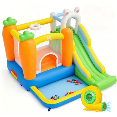 CostwayChâteau Gonflable Enfant Thème Lapin Toboggan Piscine à Balles Mur d'Escalade Souffleur 550W Sac de Transport 3-12 Ans Jardin Patio - Publicité CostwayChâteau Gonflable Enfant Thème Lapin Toboggan Piscine à Balles Mur d'Escalade Souffleur 550W Sac de Transport 3-12 Ans Jardin Patio - Publicité