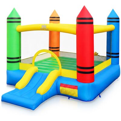 CostwayChateau Gonflable 2 en 1 Thème Crayon avec Toboggan Grande Surface de Saut Château Gonflable pour Intérieur Extérieur Aire de Jeux - Publicité CostwayChateau Gonflable 2 en 1 Thème Crayon avec Toboggan Grande Surface de Saut Château Gonflable pour Intérieur Extérieur Aire de Jeux - Publicité