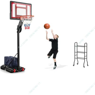 CostwayPanier de Basket sur Pied Hauteur Réglable 1,05-2,6 m pour Enfants et Adultes+Porte-ballon de Basket à 3 Niveaux Support de Rangement Noir - Publicité CostwayPanier de Basket sur Pied Hauteur Réglable 1,05-2,6 m pour Enfants et Adultes+Porte-ballon de Basket à 3 Niveaux Support de Rangement Noir - Publicité
