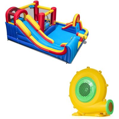 CostwayParc Aquatique Gonflable Enfants avec Double Toboggans 2 Bassins Pistolet à Eau Aire de Saut&Panier de Basket avec Souffleur de 680W - Publicité CostwayParc Aquatique Gonflable Enfants avec Double Toboggans 2 Bassins Pistolet à Eau Aire de Saut&Panier de Basket avec Souffleur de 680W - Publicité