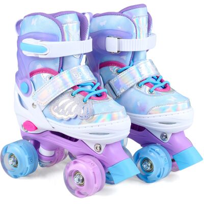 CostwayPatins a Roulettes Fille Rollers Enfant Garcon Ajustables sur 4 Tailles avec 4 Roues Lumineuses LED Motif Papillon Bleu - Publicité CostwayPatins a Roulettes Fille Rollers Enfant Garcon Ajustables sur 4 Tailles avec 4 Roues Lumineuses LED Motif Papillon Bleu - Publicité