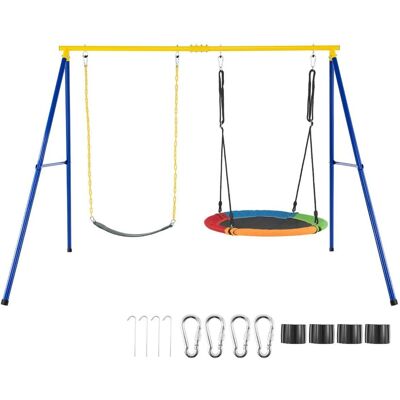 CostwayPortique Métal 249 x 185 x 181,5 cm avec Piquets d Ancrage Mousquetons + Balançoire Nid d'Oiseau Ø1m et Balançoire Ceinture 1,2m - Publicité CostwayPortique Métal 249 x 185 x 181,5 cm avec Piquets d Ancrage Mousquetons + Balançoire Nid d'Oiseau Ø1m et Balançoire Ceinture 1,2m - Publicité