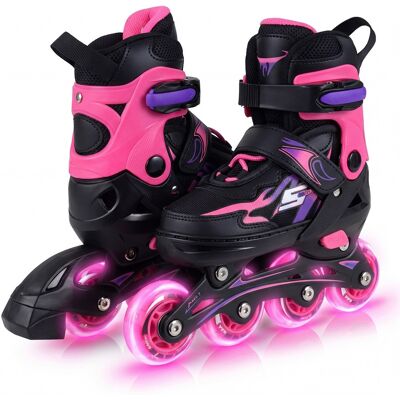CostwayRollers en Ligne pour Enfants Débutants 5 à 7 Ans avec 4 Tailles Réglables Patins Lumineux 4 Roues Illuminées et Protection Sécuritaire Rose - Publicité CostwayRollers en Ligne pour Enfants Débutants 5 à 7 Ans avec 4 Tailles Réglables Patins Lumineux 4 Roues Illuminées et Protection Sécuritaire Rose - Publicité