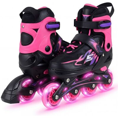 CostwayRollers en Ligne pour Enfants Débutants 9-14 Ans avec 4 Tailles Réglables Patins Lumineux 4 Roues Illuminées et Protection Sécuritaire Rose - Publicité CostwayRollers en Ligne pour Enfants Débutants 9-14 Ans avec 4 Tailles Réglables Patins Lumineux 4 Roues Illuminées et Protection Sécuritaire Rose - Publicité
