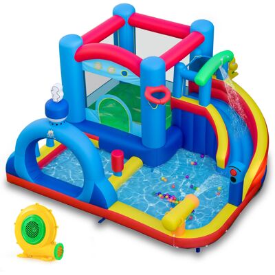 CostwayToboggan Aquatique Gonflable Parc Aquatique pour Enfants avec Pataugeoire Ventilateur de 680 W Balles Océaniques & Basket-ball - Publicité CostwayToboggan Aquatique Gonflable Parc Aquatique pour Enfants avec Pataugeoire Ventilateur de 680 W Balles Océaniques & Basket-ball - Publicité