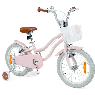 CostwayVélo Enfant 16 Pouces avec Roues Stabilisatrices Amovibles Selle et Guidon Réglables en Hauteur Freins Panier Sonnette pour 4-7 Ans Rose - Publicité CostwayVélo Enfant 16 Pouces avec Roues Stabilisatrices Amovibles Selle et Guidon Réglables en Hauteur Freins Panier Sonnette pour 4-7 Ans Rose - Publicité