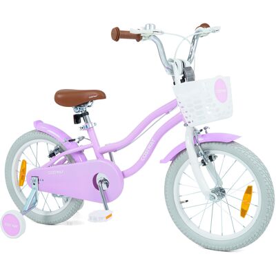 CostwayVélo Enfant 16 Pouces avec Roues Stabilisatrices Amovibles Selle et Guidon Réglables en Hauteur Freins Panier Sonnette pour 4-7 Ans Violet - Publicité CostwayVélo Enfant 16 Pouces avec Roues Stabilisatrices Amovibles Selle et Guidon Réglables en Hauteur Freins Panier Sonnette pour 4-7 Ans Violet - Publicité