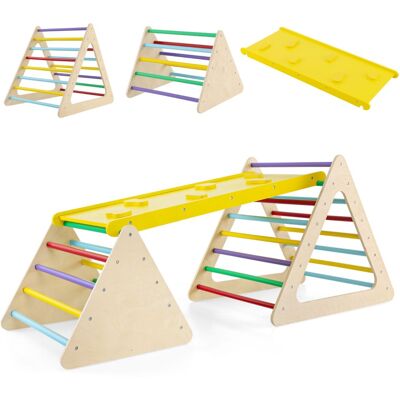 CostwayTriangle d'Escalade 3-en-1 pour Enfants avec 2 Échelles Triangle Rampe Réversible pour Grimper et Glisser en Bois Coloré - Publicité CostwayTriangle d'Escalade 3-en-1 pour Enfants avec 2 Échelles Triangle Rampe Réversible pour Grimper et Glisser en Bois Coloré - Publicité