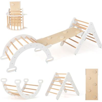 Costway - 7-en-1 triangle d'escalade Montessori - Bois naturel - Blanc - triangle d'escalade Montessori - Publicité Costway - 7-en-1 triangle d'escalade Montessori - Bois naturel - Blanc - triangle d'escalade Montessori - Publicité