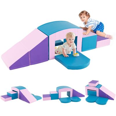 Costway6 Blocs d Escalade en Mousse Jeu d Escalade pour Tout-Petits Jeu d Activité d Escalade Coloré Tunnel Escaliers et Rampe pour 12+ Mois Bleu - Publicité Costway6 Blocs d Escalade en Mousse Jeu d Escalade pour Tout-Petits Jeu d Activité d Escalade Coloré Tunnel Escaliers et Rampe pour 12+ Mois Bleu - Publicité