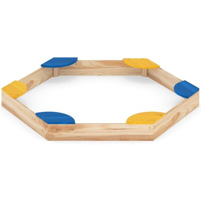 CostwayBac à Sable Hexagonal en Bois Bac à Sable/Planter Ouvert pour Enfants avec 6 Sièges Aire de Jeux Extérieure 140x122x14cm pour 3+ Ans Naturel - Publicité CostwayBac à Sable Hexagonal en Bois Bac à Sable/Planter Ouvert pour Enfants avec 6 Sièges Aire de Jeux Extérieure 140x122x14cm pour 3+ Ans Naturel - Publicité
