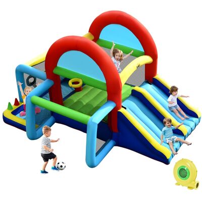 CostwayChâteau Gonflable avec Gonfleur 480W Auvent Double Toboggan Piscine à Balles But de Football Jeu de Cible Lancer d'Anneaux - Publicité CostwayChâteau Gonflable avec Gonfleur 480W Auvent Double Toboggan Piscine à Balles But de Football Jeu de Cible Lancer d'Anneaux - Publicité