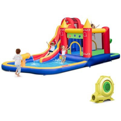 CostwayChâteau Gonflable 9 en 1 pour Enfants avec Toboggan Aquatique Canon à Eau et Piscine à Éclaboussures pour L extérieur pour Le Jardin (avec Souffleur) Multicolore - Publicité CostwayChâteau Gonflable 9 en 1 pour Enfants avec Toboggan Aquatique Canon à Eau et Piscine à Éclaboussures pour L extérieur pour Le Jardin (avec Souffleur) Multicolore - Publicité