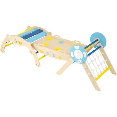 CostwayEnsemble de Grimpe Triangle Gymnase Jungle Pliable avec Arc Rampe & Échelle de Corde Jouet Montessori Thème Maritime Macaron - Publicité CostwayEnsemble de Grimpe Triangle Gymnase Jungle Pliable avec Arc Rampe & Échelle de Corde Jouet Montessori Thème Maritime Macaron - Publicité