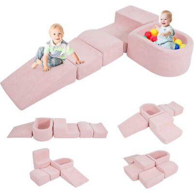 CostwayBlocs d'Escalade en Mousse pour Tout-Petits Jeux Doux 5 Pièces avec Piscine à Balles et Housses en Velours Côtelé Balles Non Incluses Rose - Publicité CostwayBlocs d'Escalade en Mousse pour Tout-Petits Jeux Doux 5 Pièces avec Piscine à Balles et Housses en Velours Côtelé Balles Non Incluses Rose - Publicité