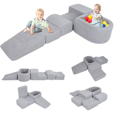 CostwayBlocs d'Escalade en Mousse pour Tout-Petits Ensemble de Jeu Doux 5 Pièces avec Piscine à Balles et Housses Sherpa Balles Non Incluses Gris - Publicité CostwayBlocs d'Escalade en Mousse pour Tout-Petits Ensemble de Jeu Doux 5 Pièces avec Piscine à Balles et Housses Sherpa Balles Non Incluses Gris - Publicité