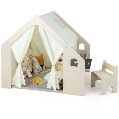 Costway - 6-in-1 Indoor Play Tent - Beige - Bois - Publicité Costway - 6-in-1 Indoor Play Tent - Beige - Bois - Publicité
