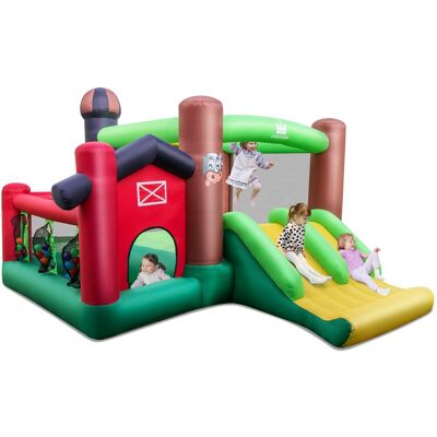 CostwayChâteau Gonflable 6-en-1 sur le Thème de la Ferme avec Trampoline Fosse à Balles Bord de Basket-ball avec Toboggans Doubles - Publicité CostwayChâteau Gonflable 6-en-1 sur le Thème de la Ferme avec Trampoline Fosse à Balles Bord de Basket-ball avec Toboggans Doubles - Publicité