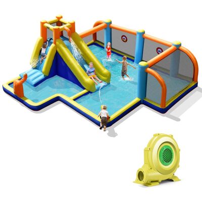 CostwayChâteau Gonflable Toboggan Combiné Humide et Sec avec Piscine à Éclaboussures Mur d'Escalade (avec Gonfleur) - Publicité CostwayChâteau Gonflable Toboggan Combiné Humide et Sec avec Piscine à Éclaboussures Mur d'Escalade (avec Gonfleur) - Publicité