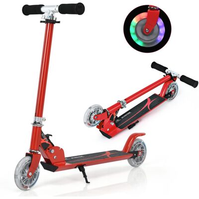 CostwayTrottinette Enfant 2 Roues Patinette Enfant Pliable Scooter Enfant Kick avec LED Lumière Hauteur Réglable Rouge - Publicité CostwayTrottinette Enfant 2 Roues Patinette Enfant Pliable Scooter Enfant Kick avec LED Lumière Hauteur Réglable Rouge - Publicité
