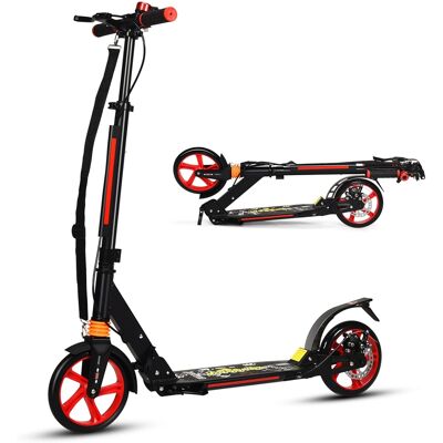 CostwayTrottinette à 2 Roues avec Frein Pliable 3 Hauteures Aajustables Fait en Alliage d'Aluminium Charge Max.100KG Noir+Rouge - Publicité CostwayTrottinette à 2 Roues avec Frein Pliable 3 Hauteures Aajustables Fait en Alliage d'Aluminium Charge Max.100KG Noir+Rouge - Publicité