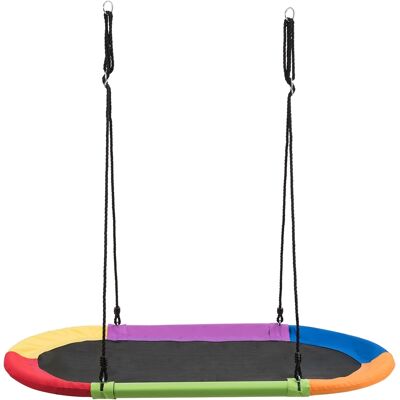 CostwayBalançoire Nid d'Oiseau Ovale 150 cm à Suspendre Hauteur Réglable 100-180CM Corde Multi-plis Charge 150KG Multicolor - Publicité CostwayBalançoire Nid d'Oiseau Ovale 150 cm à Suspendre Hauteur Réglable 100-180CM Corde Multi-plis Charge 150KG Multicolor - Publicité