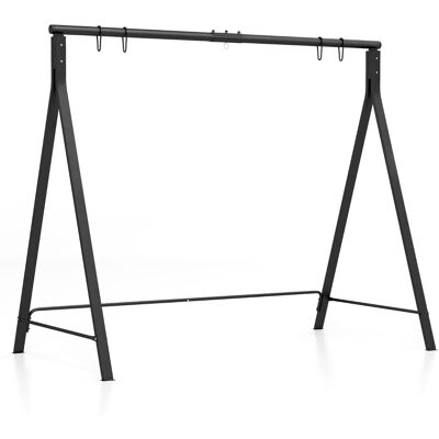 CostwayCadre de Balançoire de Porche en Métal Support de Balançoire avec Structure en A 5 Anneaux de Suspension pour Balançoire Soucoupe d'Arbre Noir - Publicité CostwayCadre de Balançoire de Porche en Métal Support de Balançoire avec Structure en A 5 Anneaux de Suspension pour Balançoire Soucoupe d'Arbre Noir - Publicité