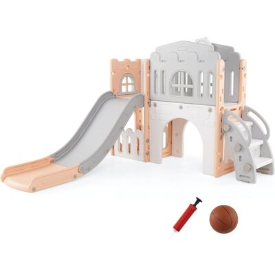 CostwayToboggan 9 en 1 pour Tout-petits en Forme de L et Ensemble D'escalade avec Panier de Basket Télescope Volant Allée Tunnel pour 1+ An Rose - Publicité CostwayToboggan 9 en 1 pour Tout-petits en Forme de L et Ensemble D'escalade avec Panier de Basket Télescope Volant Allée Tunnel pour 1+ An Rose - Publicité