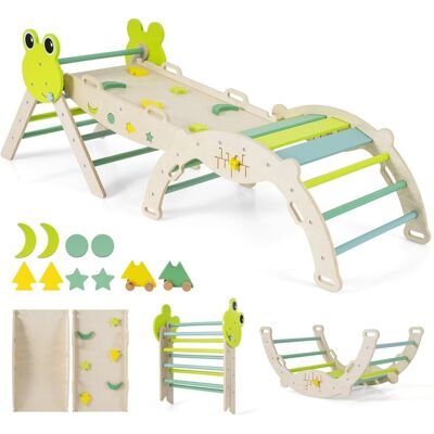 CostwayTriangle 7 en 1 Jouets d'Escalade pour Enfants avec Rampe Échelle & Arche Ensemble d'Escalade Montessori en Bois Thème Grenouille Vert - Publicité CostwayTriangle 7 en 1 Jouets d'Escalade pour Enfants avec Rampe Échelle & Arche Ensemble d'Escalade Montessori en Bois Thème Grenouille Vert - Publicité