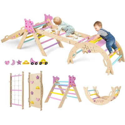 CostwayTriangle Jouets d'Escalade pour Bébé Pliables Ensemble d'Escalade Montessori en Bois Aire de Jeux Intérieure avec Arche Rampe Rose - Publicité CostwayTriangle Jouets d'Escalade pour Bébé Pliables Ensemble d'Escalade Montessori en Bois Aire de Jeux Intérieure avec Arche Rampe Rose - Publicité