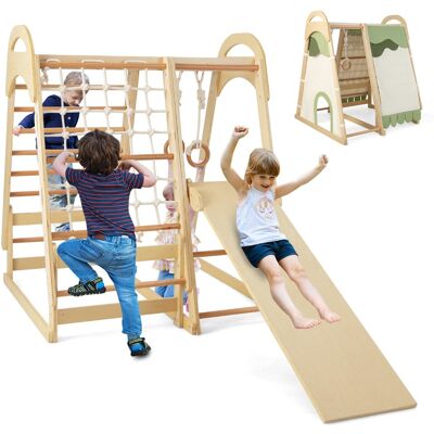 CostwayAire de Jeux 6 en 1 pour Enfants en Bois avec Toboggan Ensemble de Jeux d Escalade Charge 120kg 1 An+ - Publicité CostwayAire de Jeux 6 en 1 pour Enfants en Bois avec Toboggan Ensemble de Jeux d Escalade Charge 120kg 1 An+ - Publicité