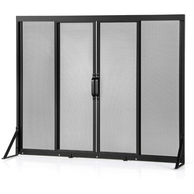 CostwayÉcran de Foyer avec Portes Coulissantes Protection Indépendante Contre Étincelles avec Cadre de Support Triangulaire Panneau 96 x 79 CM Noir - Publicité CostwayÉcran de Foyer avec Portes Coulissantes Protection Indépendante Contre Étincelles avec Cadre de Support Triangulaire Panneau 96 x 79 CM Noir - Publicité
