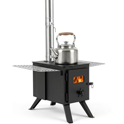CostwayPoêle à Bois Portable Poêle de Tente de Camping avec Pieds Pliables Cheminée & Pare-étincelles Vitre Borosilicate Anti-Fumée Argent - Publicité CostwayPoêle à Bois Portable Poêle de Tente de Camping avec Pieds Pliables Cheminée & Pare-étincelles Vitre Borosilicate Anti-Fumée Argent - Publicité