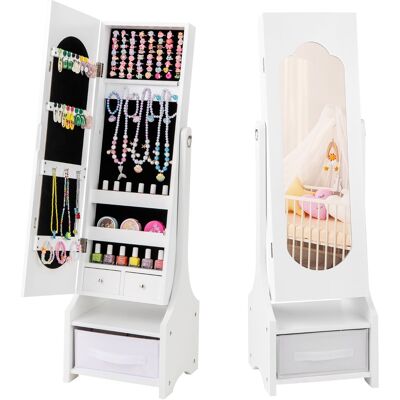 CostwayArmoire à Bijoux pour Enfants Miroir sur Pied Pleine Longueur avec Rangement et 2 Angles d Inclinaison Miroir de Coiffure pour Enfants Blanc - Publicité CostwayArmoire à Bijoux pour Enfants Miroir sur Pied Pleine Longueur avec Rangement et 2 Angles d Inclinaison Miroir de Coiffure pour Enfants Blanc - Publicité