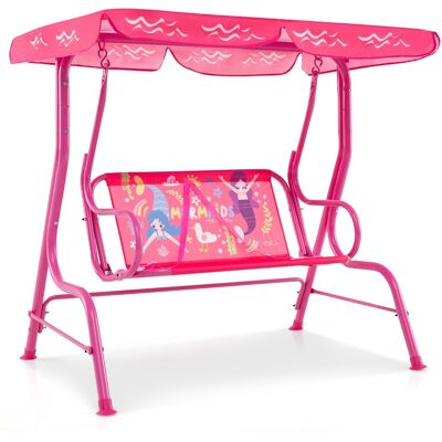 CostwayBalançoire pour Enfants Chaise de Porche 2 Places avec Support Métallique et Canopée Ajustable pour 3+ Ans Motifs Sirène Rose - Publicité CostwayBalançoire pour Enfants Chaise de Porche 2 Places avec Support Métallique et Canopée Ajustable pour 3+ Ans Motifs Sirène Rose - Publicité
