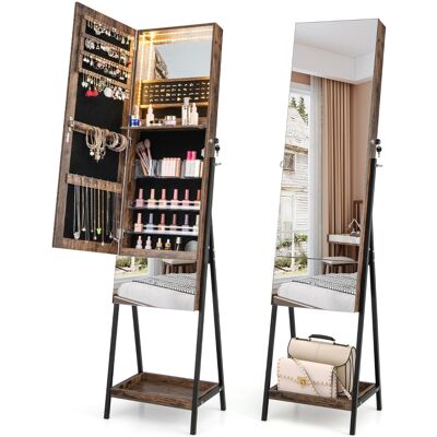 CostwayArmoire à Bijoux sur Pied avec Tiroir Miroir Pleine Longueur Lumières LED 3 Couleurs Miroir Intérieur Porte Verrouillable Marron - Publicité CostwayArmoire à Bijoux sur Pied avec Tiroir Miroir Pleine Longueur Lumières LED 3 Couleurs Miroir Intérieur Porte Verrouillable Marron - Publicité