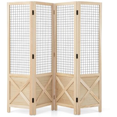 CostwayParavent Grillagé à 4 Panneaux Pliable Séparateur de Pièce Décoratif en Bois Séparateur de Pièce Autoportant et Portable Naturel - Publicité CostwayParavent Grillagé à 4 Panneaux Pliable Séparateur de Pièce Décoratif en Bois Séparateur de Pièce Autoportant et Portable Naturel - Publicité