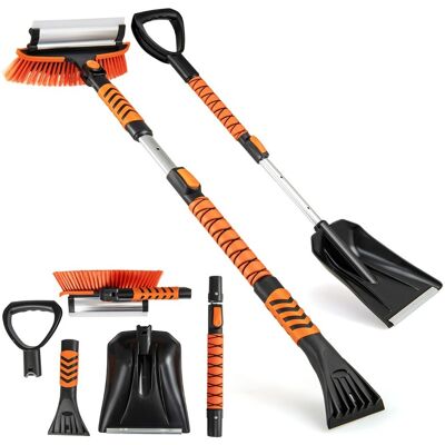 CostwayPelle à Neige Extensible 4 en 1 Grattoir à Glace pour Pare-brise de 107 cm Tête de Brosse Rotative à 180° Manche Antidérapant en EVA Orange - Publicité CostwayPelle à Neige Extensible 4 en 1 Grattoir à Glace pour Pare-brise de 107 cm Tête de Brosse Rotative à 180° Manche Antidérapant en EVA Orange - Publicité