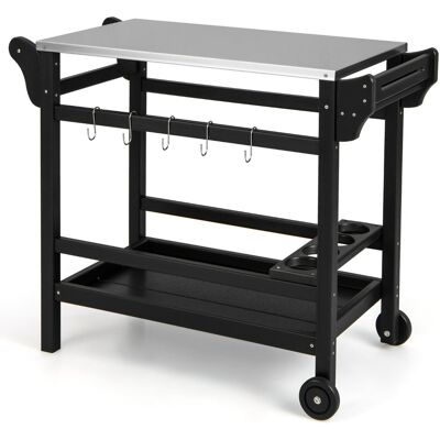 CostwayTable Roulante Table de Préparation avec Poignée et Roues Plateau en Acier Inoxydable Support de Bouteilles 105x54x85cm Charge 115+35kg Noir - Publicité CostwayTable Roulante Table de Préparation avec Poignée et Roues Plateau en Acier Inoxydable Support de Bouteilles 105x54x85cm Charge 115+35kg Noir - Publicité
