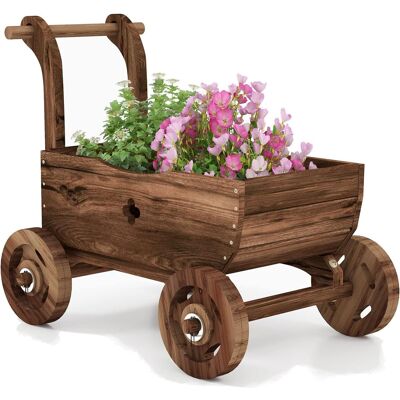CostwayBrouette Décorative en Bois de Sapin Brouette 4 Roues avec Poignée Support de Pot avec Trou de Drainage Charge 20 KG 68 X38,5X53,5 CM - Publicité CostwayBrouette Décorative en Bois de Sapin Brouette 4 Roues avec Poignée Support de Pot avec Trou de Drainage Charge 20 KG 68 X38,5X53,5 CM - Publicité