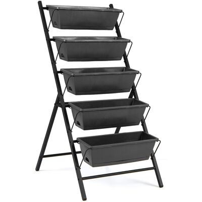 CostwayJardinière Verticale Surélevée Jardinière sur Pied avec 5 Bacs à Fleurs Trous de Drainage Plateau Amovible Cadre Métallique Solide Noir - Publicité CostwayJardinière Verticale Surélevée Jardinière sur Pied avec 5 Bacs à Fleurs Trous de Drainage Plateau Amovible Cadre Métallique Solide Noir - Publicité